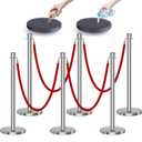 kaiyomi 6Pcs Stanchions and Velvet Ropes, Crowd Control Barriers (Silver)
Water or Sand-Fillable Base, 5 Feet Velvet Ropes and Posts Poles for Red Carpet Formal Occasions
