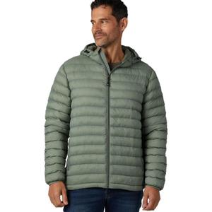 32 Degrees Heat Men’s Lightweight Packable Hooded Jacket – Water Resistant Travel Puffer, Color Sea Spray, XL