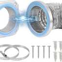 Magnetic Dryer Vent Connector Kit DV180 Aluminum Alloy Shell Magnetic Dryer Vent Easy to Clean, Includes 3.3ft Long Dryer Vent Hose & 2 Clamps
