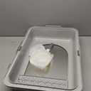 Ptlom Extra Large Stainless Steel Litter Box with Lid Metal Open Top Cat Litter Pan with Scoop