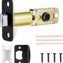 Matte Black Adjustable Door Latch 60 or 70mm, 45° Turning Angle, Door Lock Replacement Parts with Door Strike Plate, Wood Dowel, Dust-Boxes
