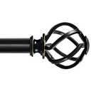 KAMANINA Black Curtain Rod for Windows 66 to 120 Inch (5.5-10ft), 1 Inch Heavy Duty Curtain Rods 32 to 120, Long Decorative Single Drapery Rods, Twisted Cage End