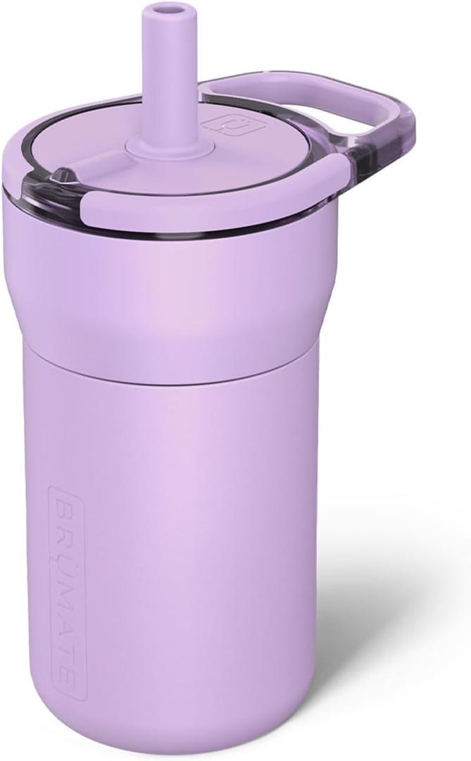 BrMate Leap 12oz 100% Leakproof Kids Tumbler with Handle and Silicone Soft Straw | Durable Drop Resistant Silicone Sleeve | Made of Insulated Stainless Steel | Cup Holder Friendly | 12oz (Lavender)