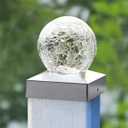 SUNNYPARK 4x4 Solar Post Cap Lights Deck Fence Outdoor Railing Lights Decorative Solar Powered Gazing Ball Caps LED Lamp for Garden, Patio, Pathway (Color Changing)
