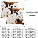 Throw Pillow Covers Soft Faux Fur Pillow Cover Animal Cow Hide Cowhide Print Decor Accent Cushion Covers Farm Pillowcases for Couch Sofa Bedroom Living Room, 18x18, Brown White