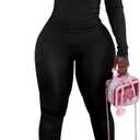 Women's 2 Piece Outfits Track Suits Long Sleeve Top Jogger Legging Pants Workout Sets for women (X-Large, Black)