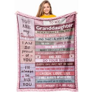 Granddaughter Gifts from Grandma Grandpa, Gifts for Granddaughter, Granddaughter Gift Ideas, to My Granddaughter Christmas Graduation Birthday Valentines Day Gift Throw Blanket 60" x 50"