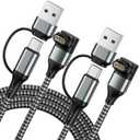 Compatible for Garmin Watch Charger 2 in 1 USB C & USB A Charger Cable for Garmin Watch L-Shape Braided Charging Cable for vivoactive 5 Fenix, Forerunner, Instinct, Venu, Tactix, Approach-2Pack 3.3FT