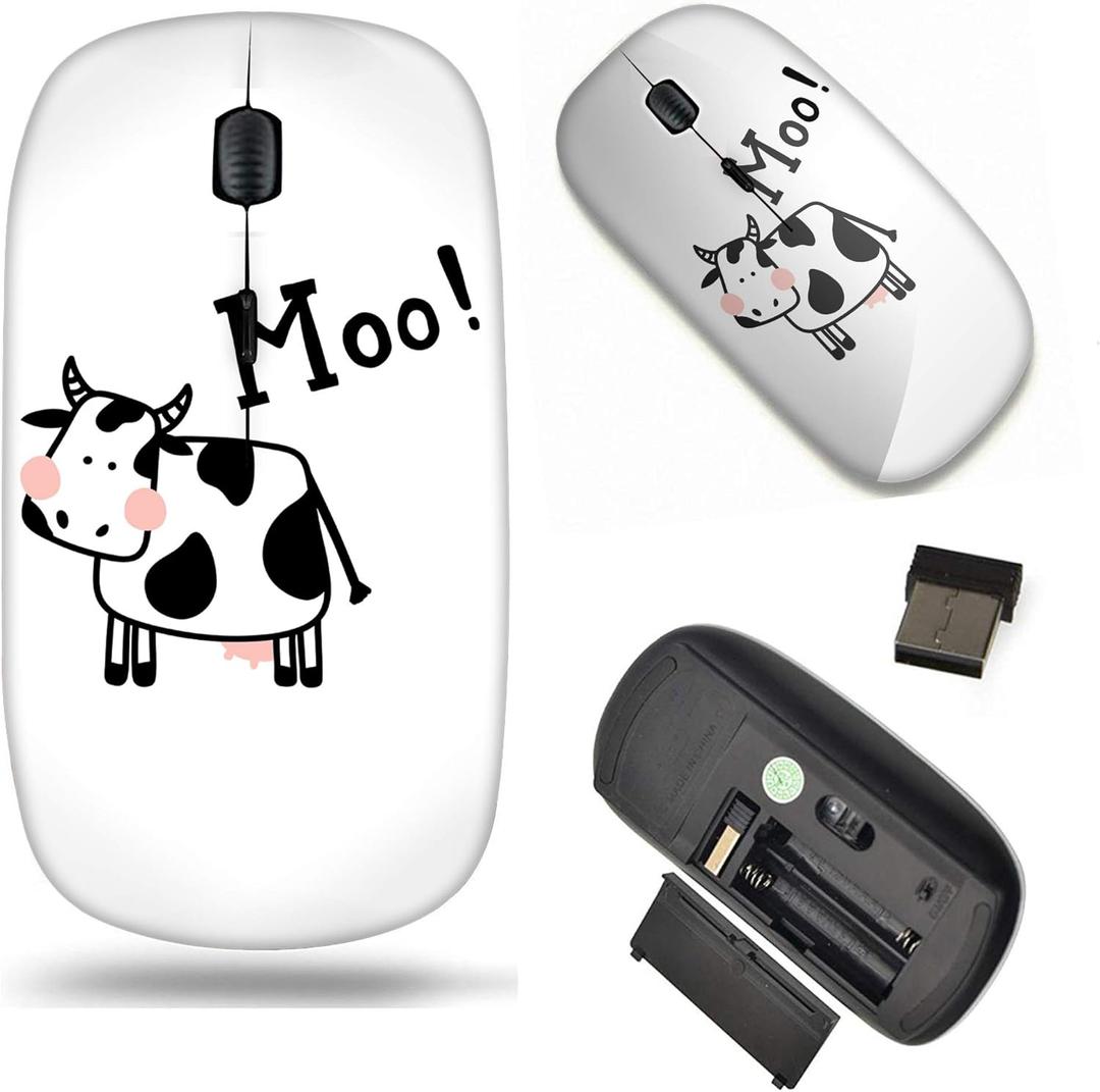 Mingdao Wireless Computer Laptop Mouse Portable Optical Mouse with Nano USB Receiver Cow Design