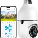 WESECUU Light Bulb Security Camera -5G& 2.4GHz WiFi 2K Security Cameras Wireless Outdoor Motion Detection and Alarm,Two-Way Talk,Color Night Vision,Human Detection, Bulb Camera Compatible with Alexa