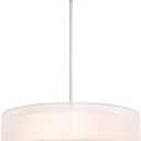 VONLUCE 3-Light Drum Chandeliers, 20" Pendant Light Fixture with 2-Layer Fabric Shade E26 Bases, Adjustable Swivel Joint Hanging Light Fixture for Bedroom Living Room Kitchen Hallway, Brushed Nickel