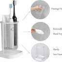 Toothbrush Holders with Drain Tray, Hanging Toothbrush and Toothpaste Holder Organizer Bathroom Caddy Countertop for Toothpaste, Razors, Electric Toothbrush - Clear