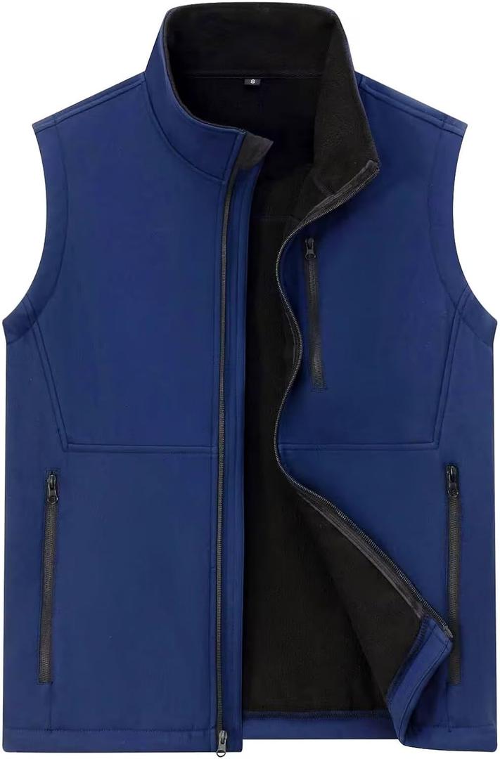 Men's Lightweight Vest Softshell Outerwear Windproof Sleeveless Jacket for Golf Running Hiking (Blue, XL)