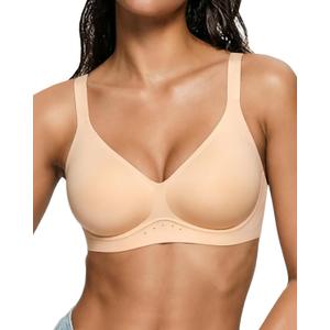 As Fairy Bras for Women No Underwire Jelly Wireless Seamless Full Coverage Comfortable Bra with Airholes, Invisible Nude Size 38B
