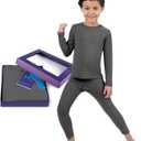 Thermal Underwear for Kids Boys Thermals Top & Bottom Set Long Underwear Base Layer Pajamas (Gray)