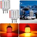 Pedestal Fender Light Double-Face Square Amber/Red 39 LED Clear Lens Stud Mount Stop Turn Tail Signal Trailer Light for Semi Truck Peterbilt Kenworth Freightliner Towing Dual-Face Waterproof 2 Pack
