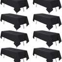 7Pack Black Tablecloth 60 x 102 Inch Polyester Table Cloth for 6 Foot Rectangle Tables, Wrinkle Resistant Washable Decorative Fabric Table Covers for Wedding Party Banquet Buffet and Camping  Black
