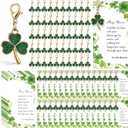 Tondiamo 30/60 Packs Shamrock Keychain Gift Includes Green Three Leaf Clovers Keychain Irish Blessing Cards for women