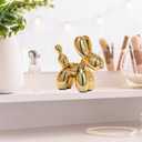 Ceramic Balloon Dog Statues Gold Home Decor Modern Decorative Ceramic Animal Statues Ornaments for Living Room Bedroom Office Desktop Cabinets Cute Dog (Medium)