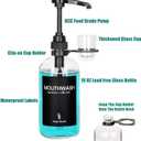 Clear Glass Mouthwash Dispenser with Black Cup Holder and Pump, 16 Oz Rustic Boho Mouthwash Dispenser for Bathroom Farmhouse Decor - 1 Pack