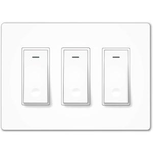 MOES Smart Wi-Fi Light Switch,3 Gang No Screw Panel Smartlife/Tuya App Wireless Remote Control In-Wall Timer Switch for Lights,Compatible with Alexa,Google Home and IFTTT,No Hub required