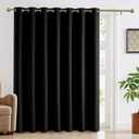 RYB HOME 100% Blackout Curtain for Sliding Glass Doors, Extra Wide Thermal Insulated Privacy Linen Curtains for Bedroom/Patio Door/Living Room/Open Closet, Room Divider, Black, W100xL108, 1 Panel