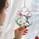 Stained Glass Ornament, Christmas Ornament, Hanging Ornaments for Home Decor & Christmas Tree Ornaments Exquisite Holiday Decor, Perfect Hummingbird Gifts, Xmas Gifts & Holiday Present - Hummingbird
