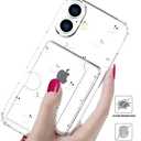 Compatible with iPhone 17 Case Card Holder for Women Cute Design,Wallet Phone Cases Transparent Cool Kawaii Protective (Clear Ghosts Halloween Hallowmas)