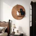 3D Textured Round Cat Wall Art, Modern Minimalist Wall Decor, 24x24 Inch