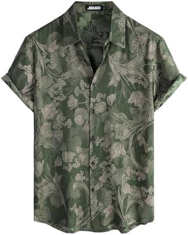 JOTOOK Mens Hawaiian Shirt Short Sleeve Button Down Tropical Shirts Casual Floral Summer Beach Shirt, M