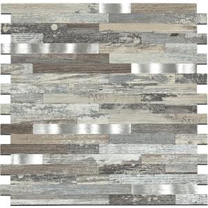 Midcard 10 Sheets Peel and Stick Backsplash PVC Wall Tile,for Kitchen Backsplash (Rectangular Distressed Silvery Moon)