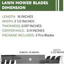 AM31100 Mulching Blades for John Deere 46 inch Deck 180 185 240 245 260 265 285 300 316 LT166 F510 F525 120 140 116 214 216 Sabre 1546 1646 Lawn Mower Toothed Blades Lesco 050335 M41967 M127466 3 Pack