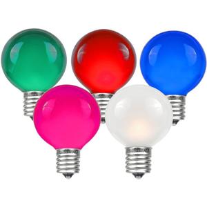 Novelty Lights Incandescent G50 Globe Replacement Bulbs - Outdoor Individual Bulbs for Events, Holiday Parties, Patios, and More - E17/C9 Intermediate Base, 7 Watt Lights (Multi, 25 Pack)