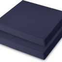 DoubleFill 2 Pcs Outdoor Ottoman Cushion 23"x19"x3" Waterproof Fade Resistant Outdoor Footstools Cushion Removable Patio Ottoman Cushions with Adjustable Fixing Strap for Stool (Navy Blue)