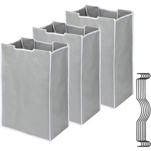 3 Bag Laundry Sorter Replacement Bags, Augot Large Hamper Cart Removable Replacement Bags with 6Pcs Hangers and Carry Handle, Laundry Organizer Storage Case 21"H15"L9"W (Grey)