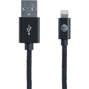 AT&T Apple Mfi Certified Lightning Charge and Sync Braided Cable - for All iPhone Devices with Lightning Connector (8-pin) - 4 ft