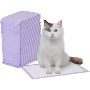 Amazon Basics Cat Litter Pee Pads, Odor Control with Fresh Scent, Super Absorbent, Disposable, Universal Fit Litter Box, Purple and White, 40 Count