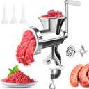 3 In 1 Meat Grinder Manual Mincer - Manual Meat Grinder Sausage Maker Meat Grinders For Home Use Fast And Effortless For All Meats (Silver) (#10)