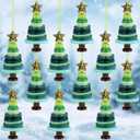 Soulchen 16 Sets Button Christmas Ornament Kit Button Christmas Tree Craft DIY Green Hanging Ornament Kit for Xmas Holiday Decoration Stocking Filler Party Favor