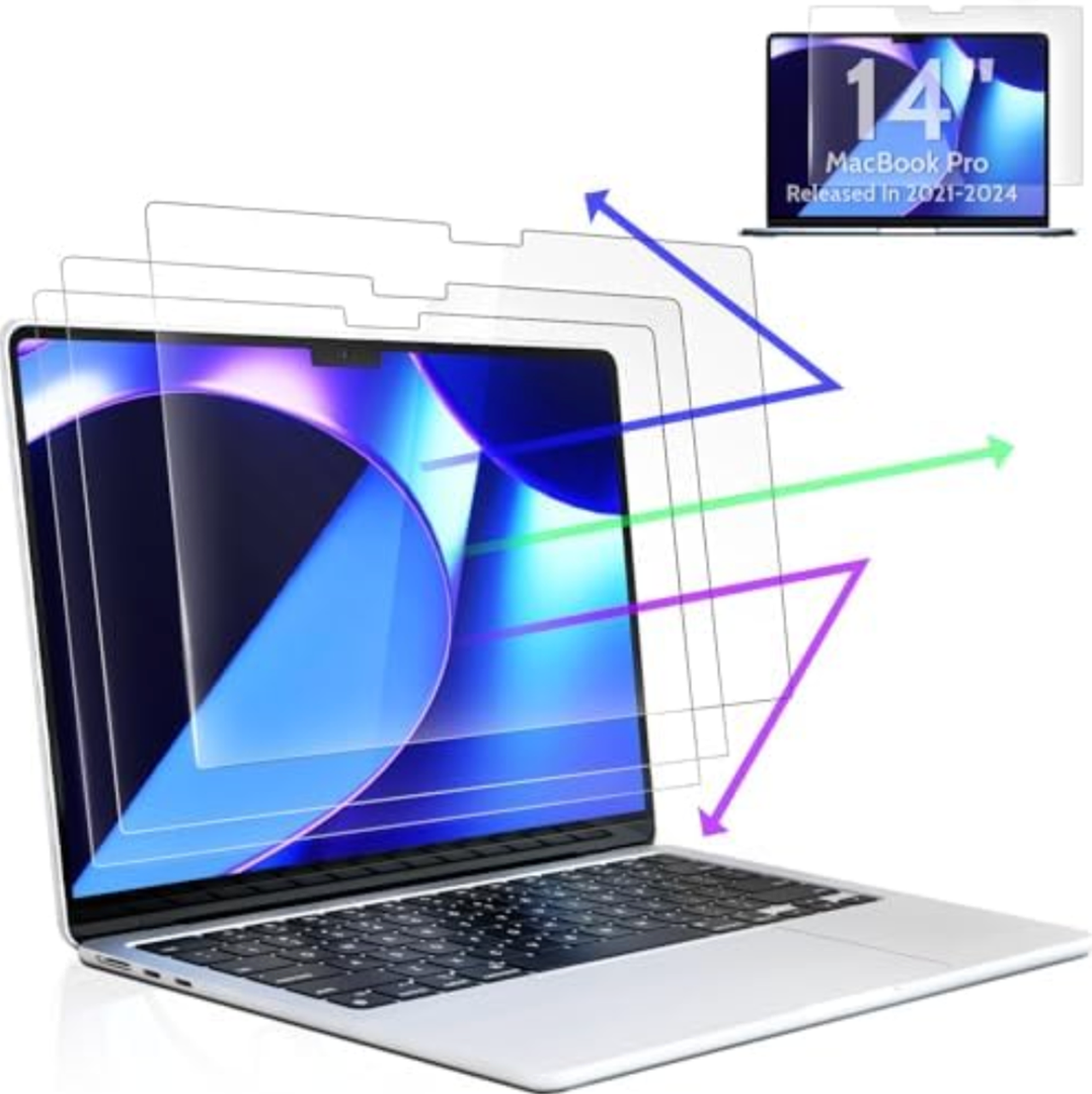 Peslv 2-Pack Anti Blue Light Screen Protector for MacBook Pro 14 Inch(2021-2024, M1, M2, M3, M4), 14.2" Mac Laptop Glare Filter Uv Blocker Shield Cover Eye Protection Film