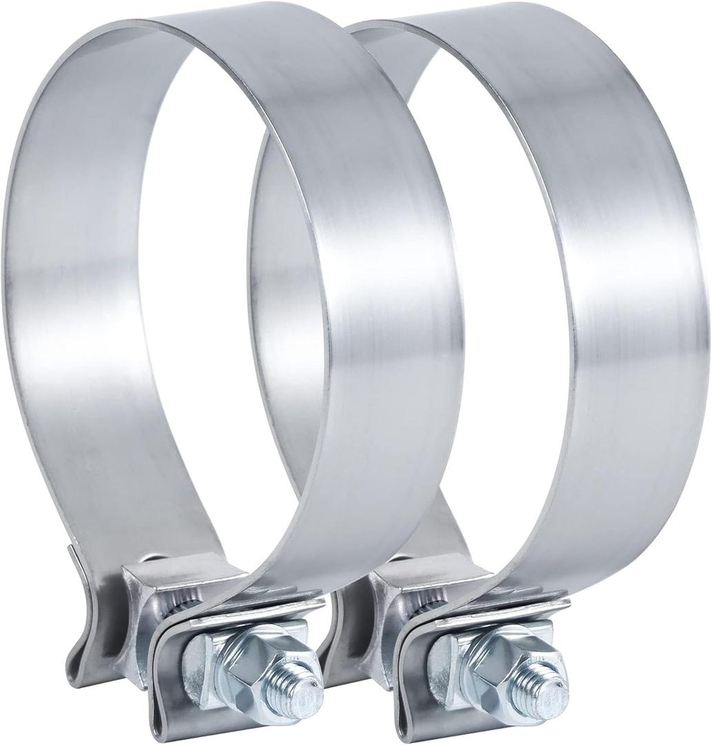 3.5 Inch Exhaust Clamp,3 1/2 Inch Narrow Exhaust Muffler Band Clamp Stainless Steel(2Pcs)