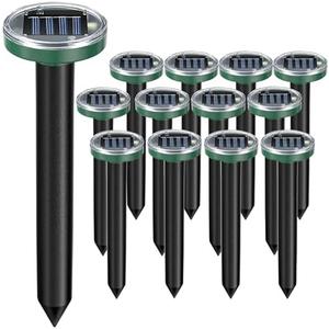 7PCS Mole Repellent Solar Powered & Snake Repellent for Yard, Ultrasonic Deterrent Groundhog, Gopher, Vole Sonic Mole Deterrent Spikes Outdoor for Lawn Garden & Yard