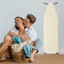 BNDX Ironing Board Cover, 18" x 49" Standard Size Thick Padding with Bongee Cord, Stain Resistant & Durable Scorch, 2 Click Buckles for Smooth Iron Beige Natural Twill(Bonus Plastic Bag Holder)