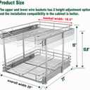DINDON 2 Tier Pull Out Cabinet Organizer (20" W X 21" D), Double Tier Wire Basket Slide Out Shelf Storage for Kitchen Base Cabinet Organization for Kitchen, Pantry, Bathroom, Chrome