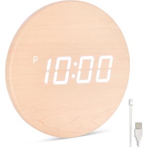 Minimalist LED Digital Wall Clock  USB Powered | Wooden, 12/24 Hour, Night Mode, Silent Clock | Aesthetic Room Decor for Kitchen, Living Room, Bedroom, Classroom, Office (9 in)