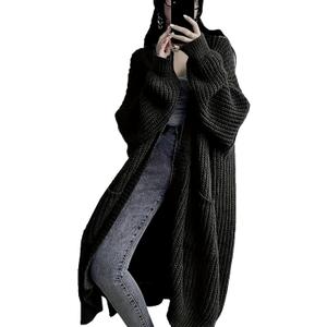 Womens Long Cardigan Sweaters Open Front Oversized Duster with Pocket for Women 2025 Fall Winter Knit Design Coats (Medium, Black)