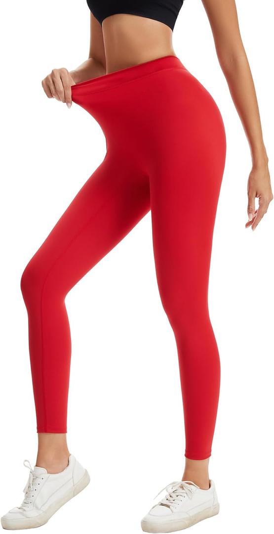 VME High Waist Buttery Soft Yoga Pants - Tummy Control Workout Running Yoga Legging for Women (Red, S)