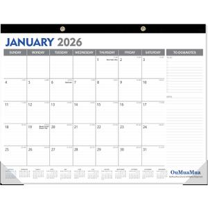 OuMuaMua Large Desk Calendar 2026-2027 - 18 Months from Jan. 2026 through Jun. 2027, 22 x 17 Inches Desktop Wall Calendar with Julian Date To-do & Notes, Corner Protectors for School Home Office