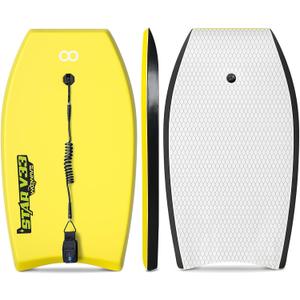 Bodyboard 33-inch/37-inch/42-inch Premium IXPE Body Board with Coiled Wrist Leash, Super Lightweight EPS Core and HDPE Slick Bottom, Perfect Surfing for Kids Teens and Adults
