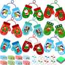 DoubleFill 48 Pcs Winter Gloves Suncatchers Craft Kits Ornaments DIY Stained Glass Effect Tissue Paper Kits Bulk for Window Decor Ornament Party Home Art Activities Favors